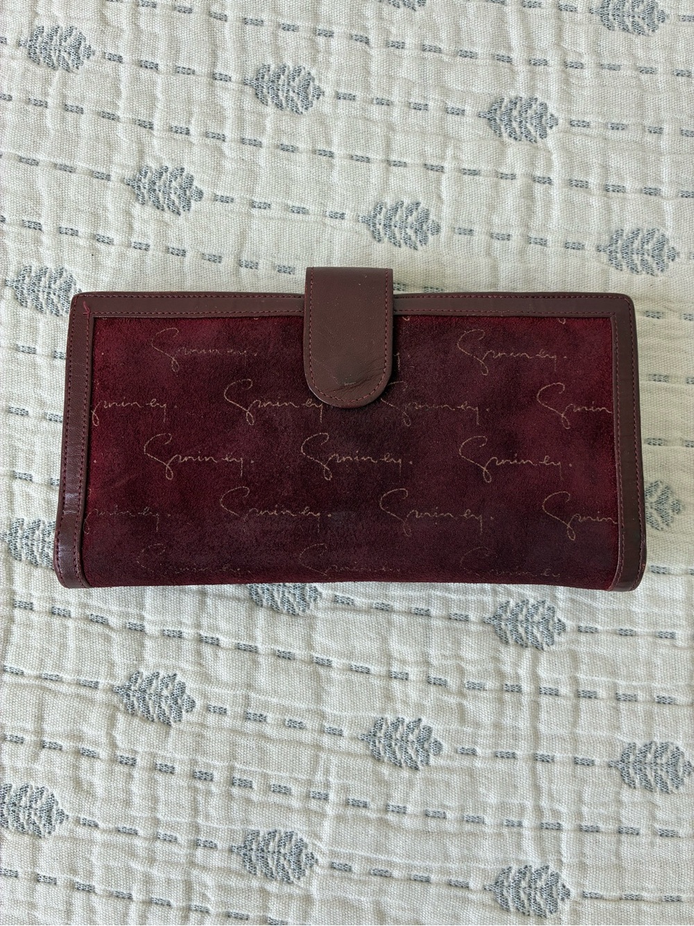 Givenchy Vintage Burgundy Suede Signature Long Wallet